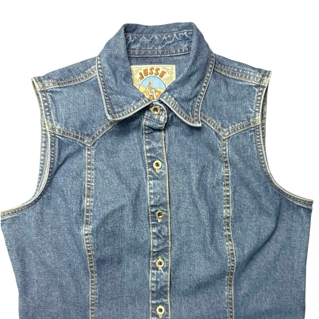 Jessie Jeans Denim Shirt Dress Button Front Tie Back Women's Medium