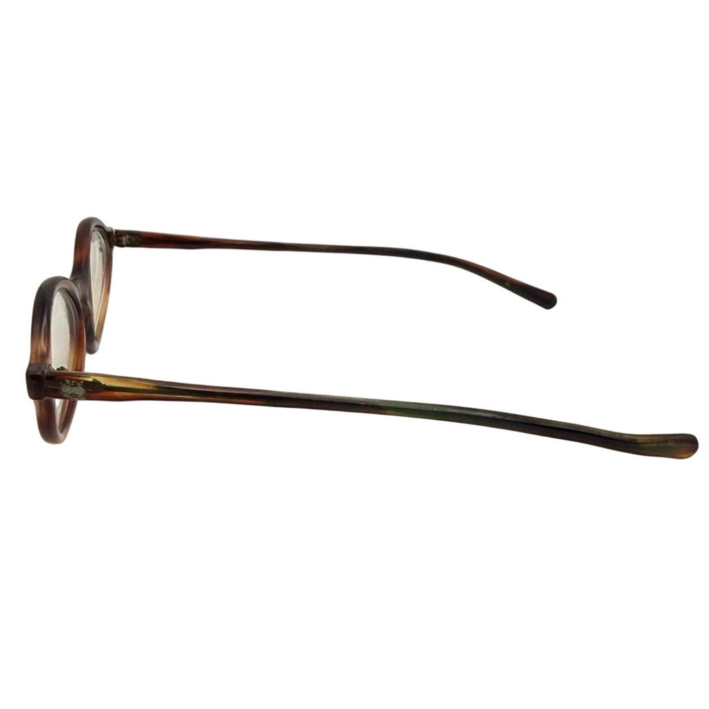 Vintage May 6 Oval Eyeglass Frames Tortoise Brown Wire Temple Glasses