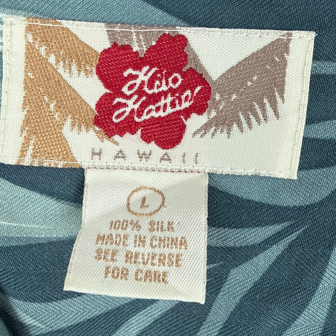 Vintage 90s Hilo Hattie Silk Hawaiian Shirt Green Foliage Men’s Large Chest 46"