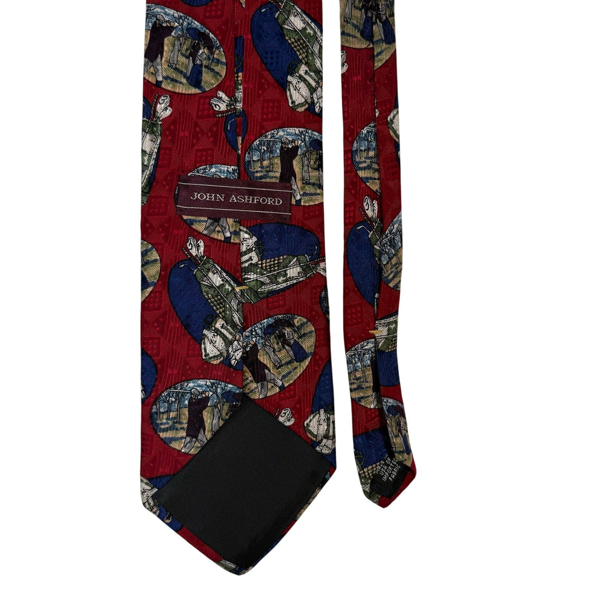 Vintage 90s John Ashford Golf Print Silk Tie Made USA Classic Novelty