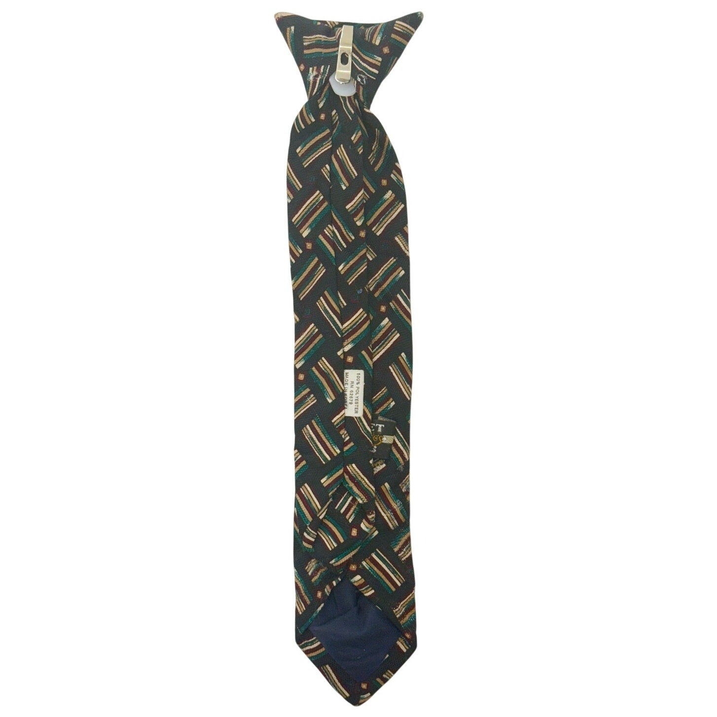 Vintage 1960s Cadet Classic Club Boys Clip-On Tie Navy Geometric 11"