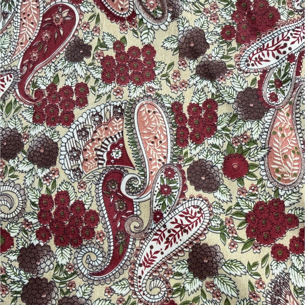 Vintage 70s Fire Islander Wine Pink Paisley Bow Neck Blouse Women's Medium