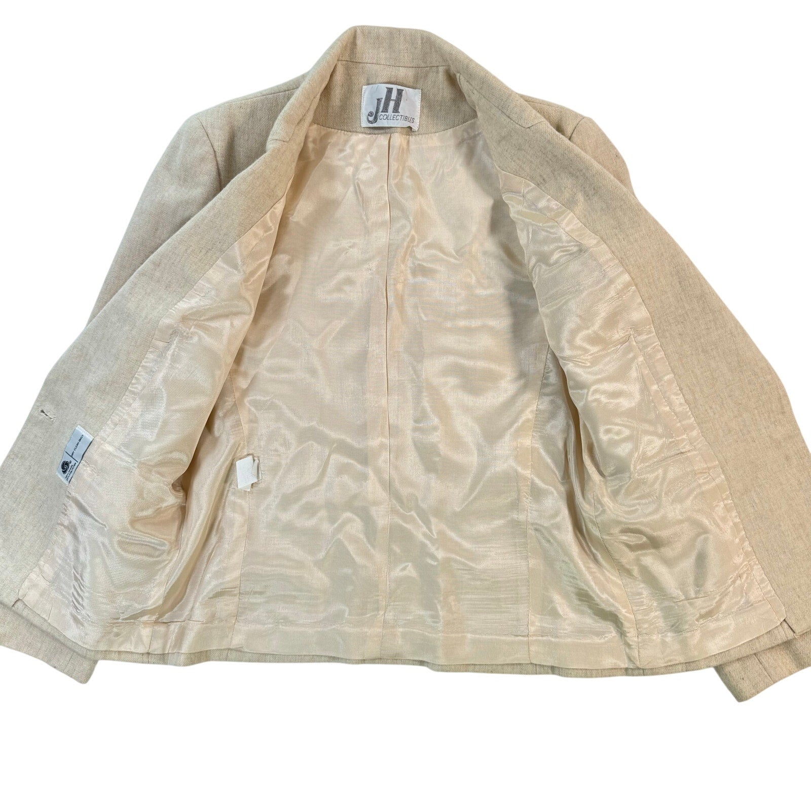 Vintage 70s Tan Wool Skirt Blazer Jacket Suit Set Women's 6 JH Collectibles