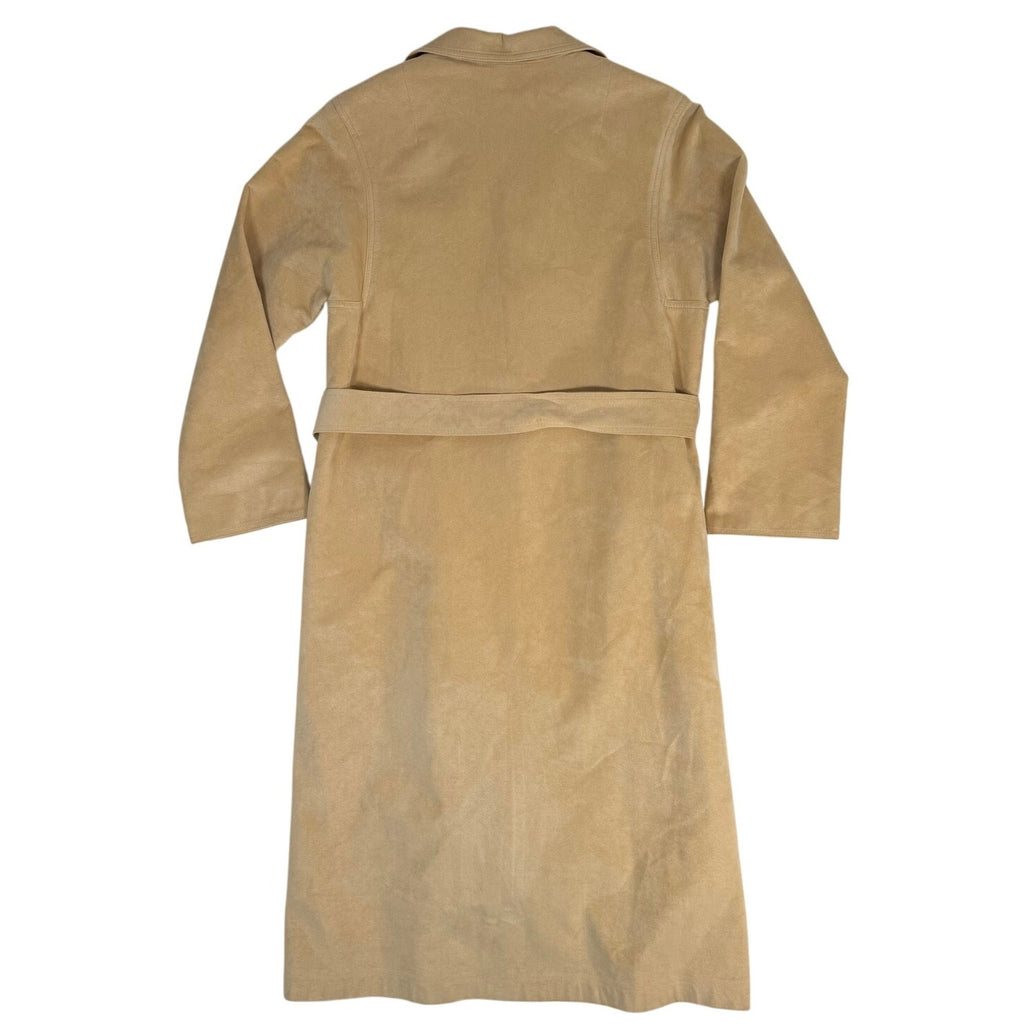 Vintage 70s Tan Trench Over Coat Lightweight Tan Suede Lined Women's S/M
