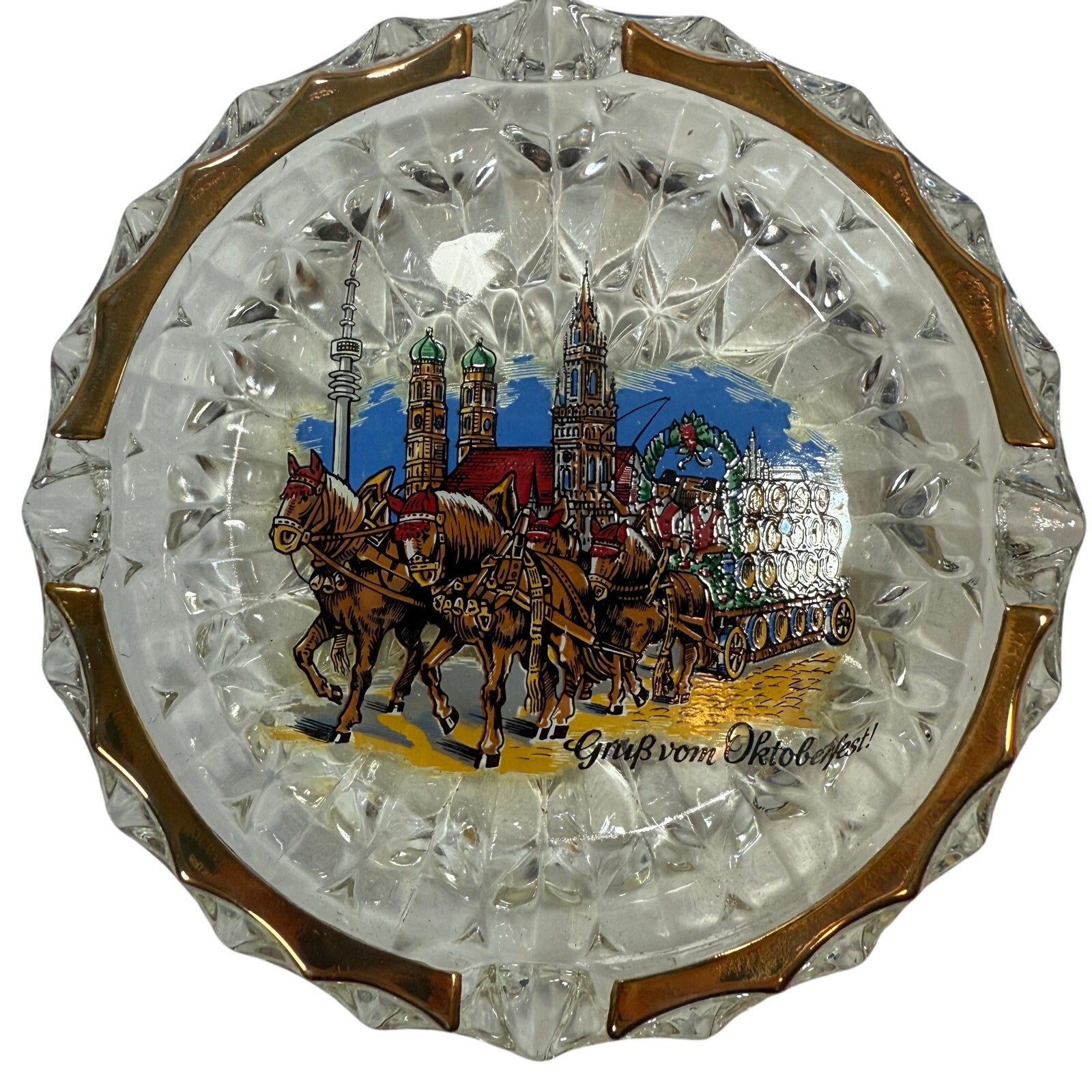 Vintage 70s Schweinfurt Germany Ashtray, Wine & Shot Glasses Set