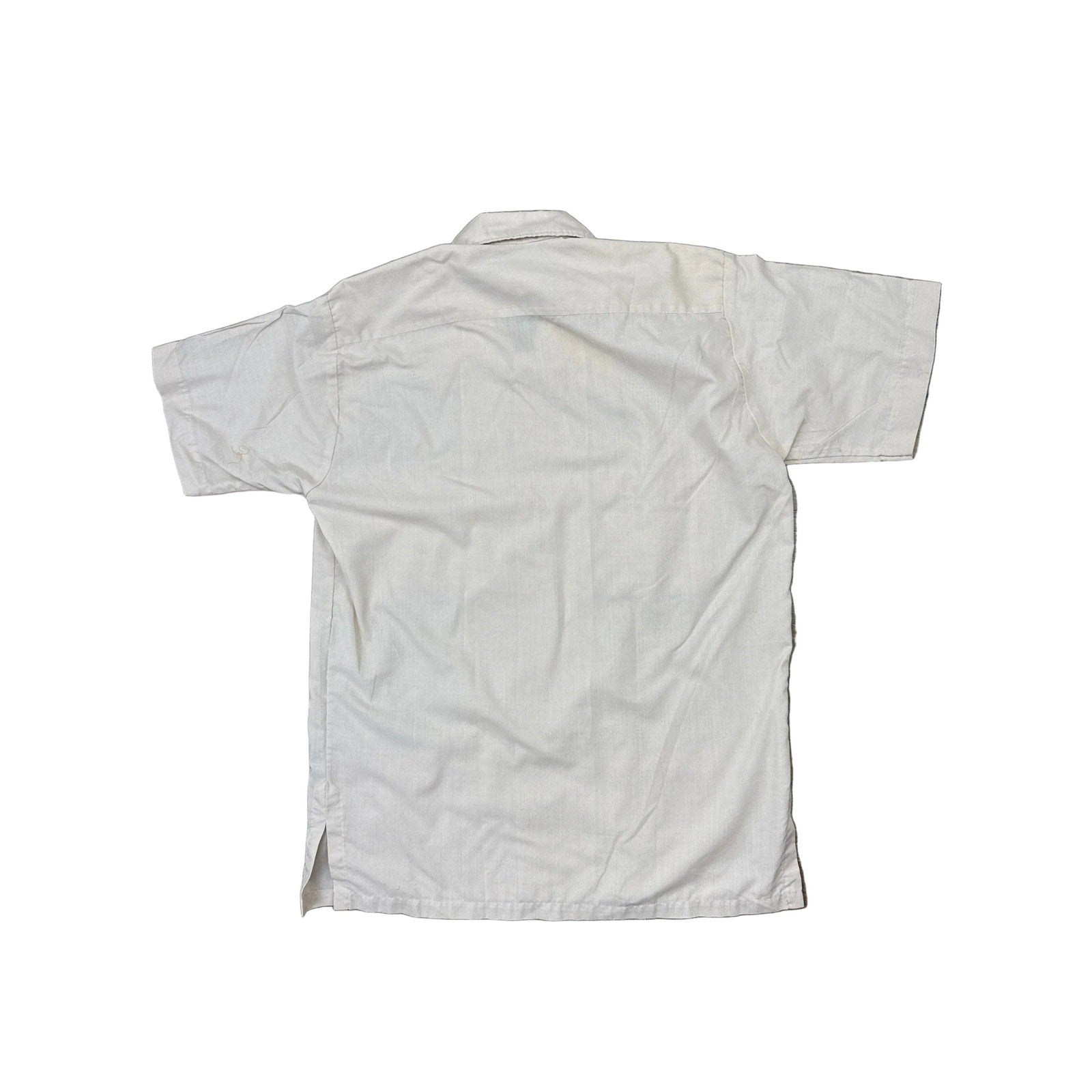 Vintage 70s Men's Small Calez Taupe Guayabera Shirt Embroidered 4 Pocket