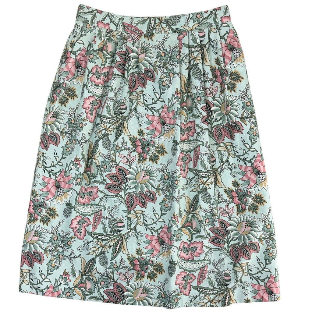 Vintage 90s Norton Women's 12 McNaughton Petites Floral Skirt Blouse Set USA