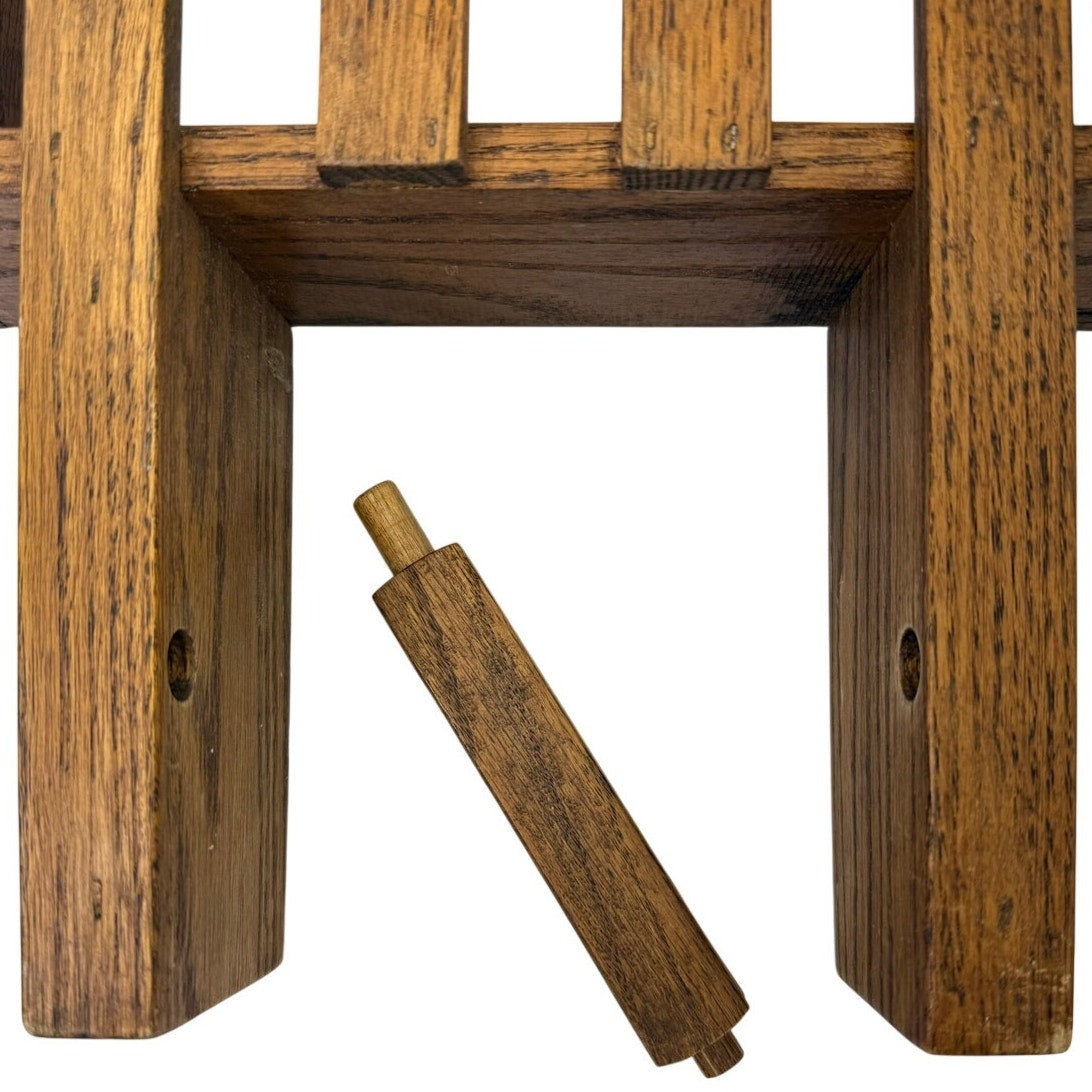 Vintage 70s Wooden Toilet Paper Magazine Rack Holder Wall Mount Rustic Oak