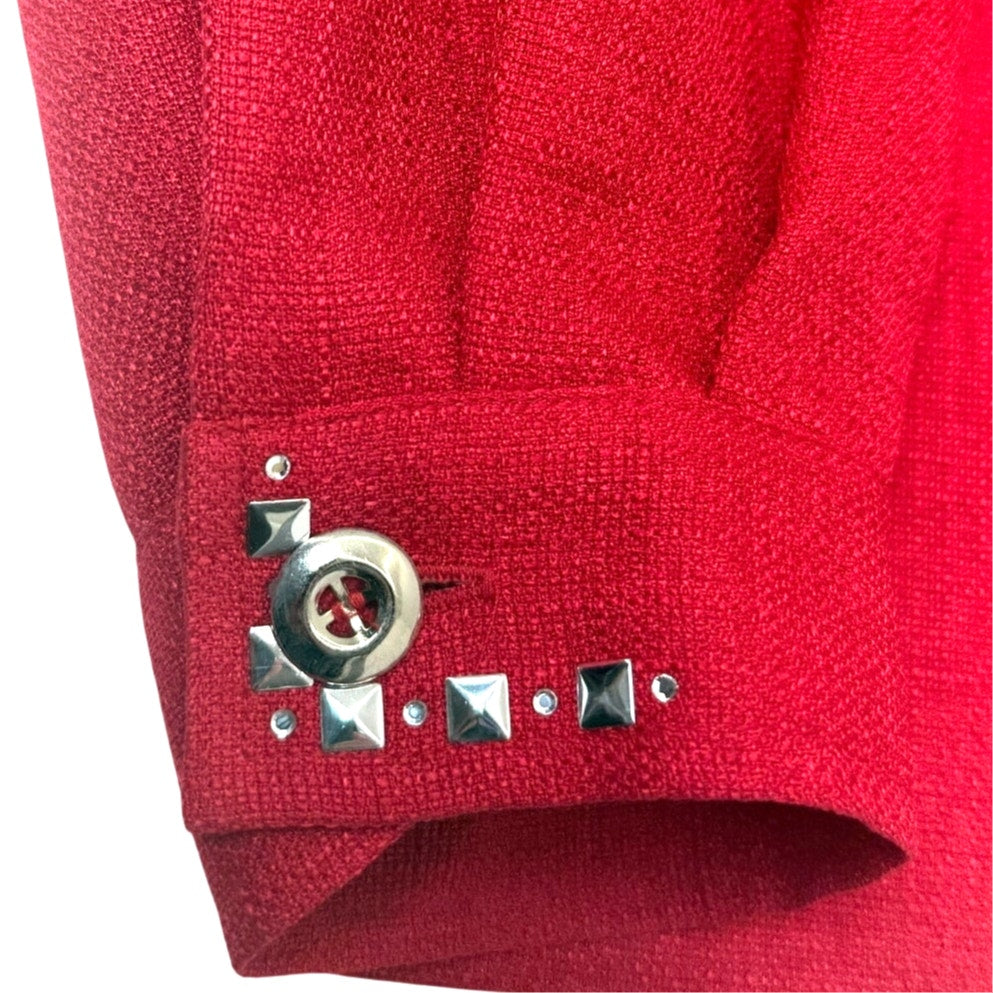 Vintage 90s Draper's & Damon's Red Blazer Studded Button Front Women's
