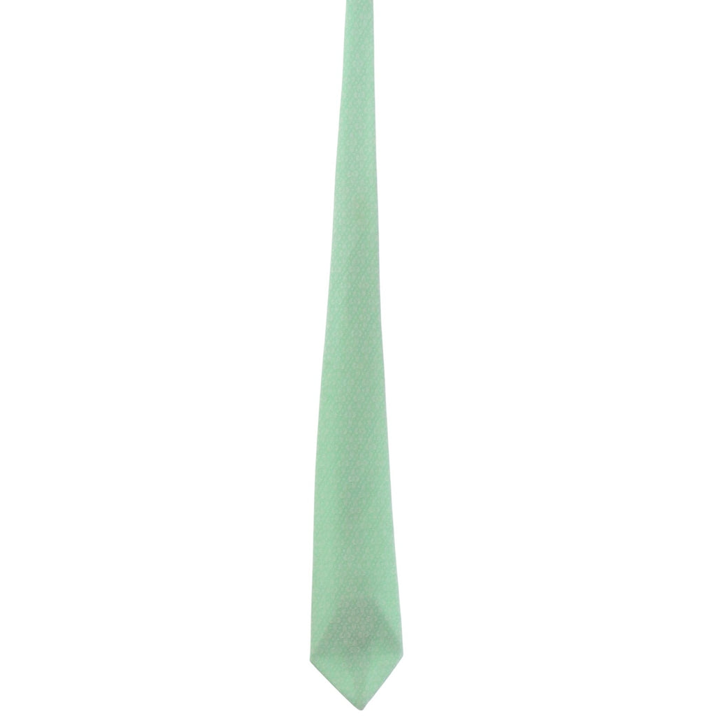 Vintage 70s Mint Green Polyester Knit Tie Geometric Diamond Pattern
