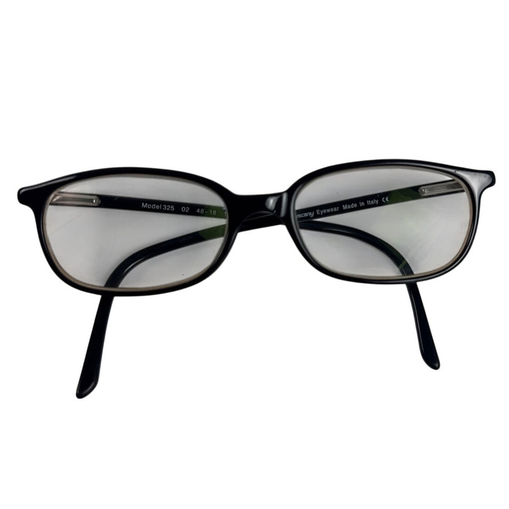 Vintage 90s Tuscany 325 Black Amber Rectangle Eyeglass Frames Italy 48-18-145