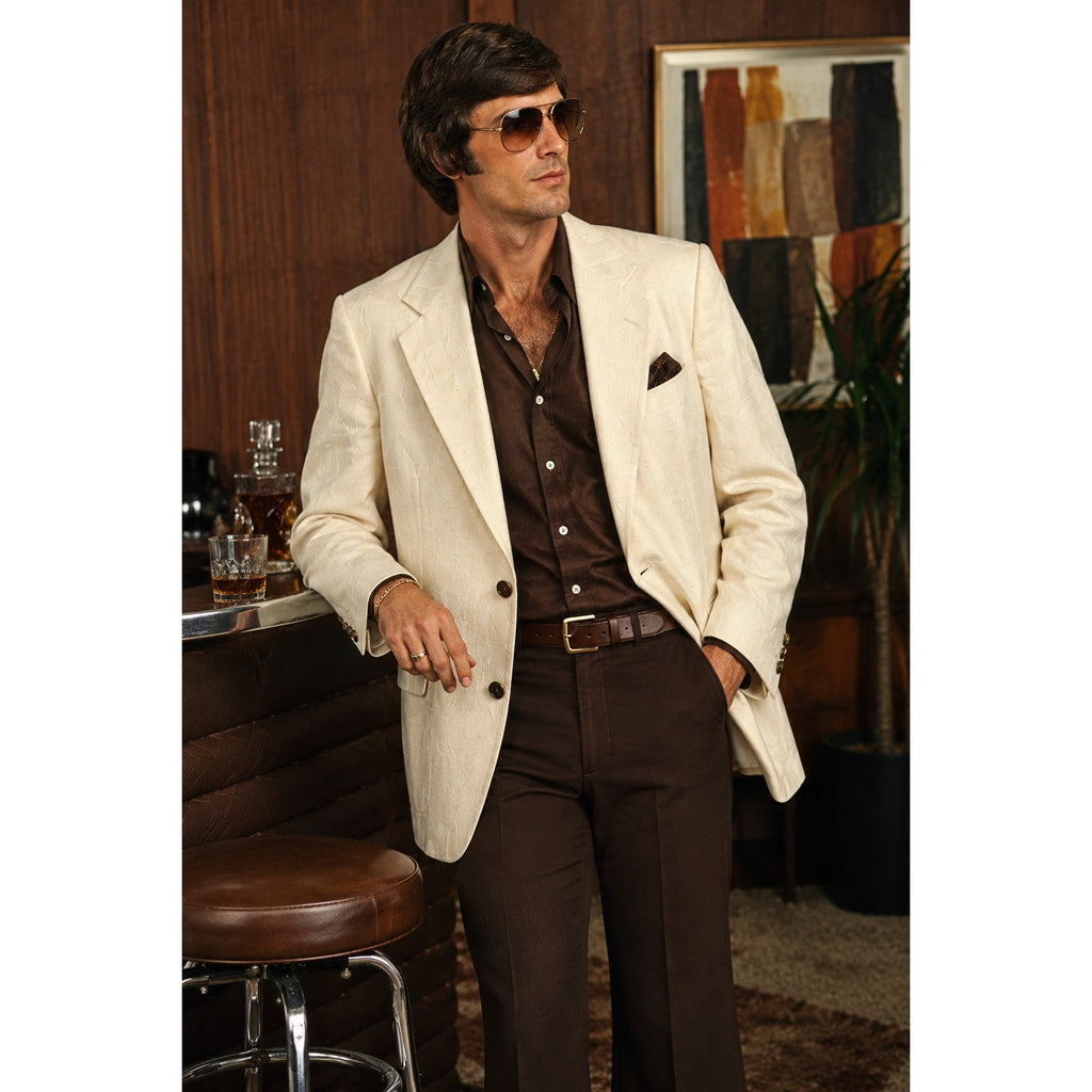 Vintage 70s Countess Mara Ivory Silk Shantung Sport Coat Blazer 44R