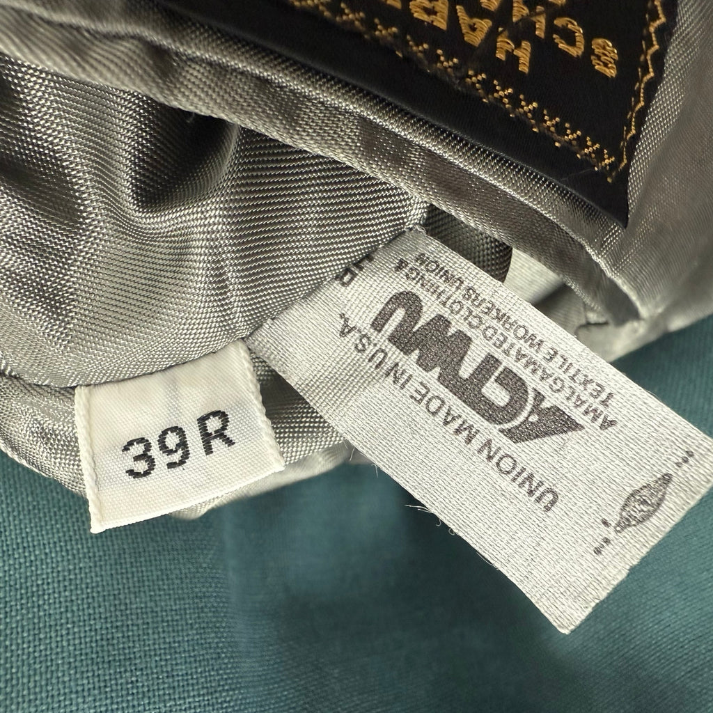 Vintage 80s Men's 39R Teal Blazer Jacket Brass Buttons USA Hart Schaffner Marx
