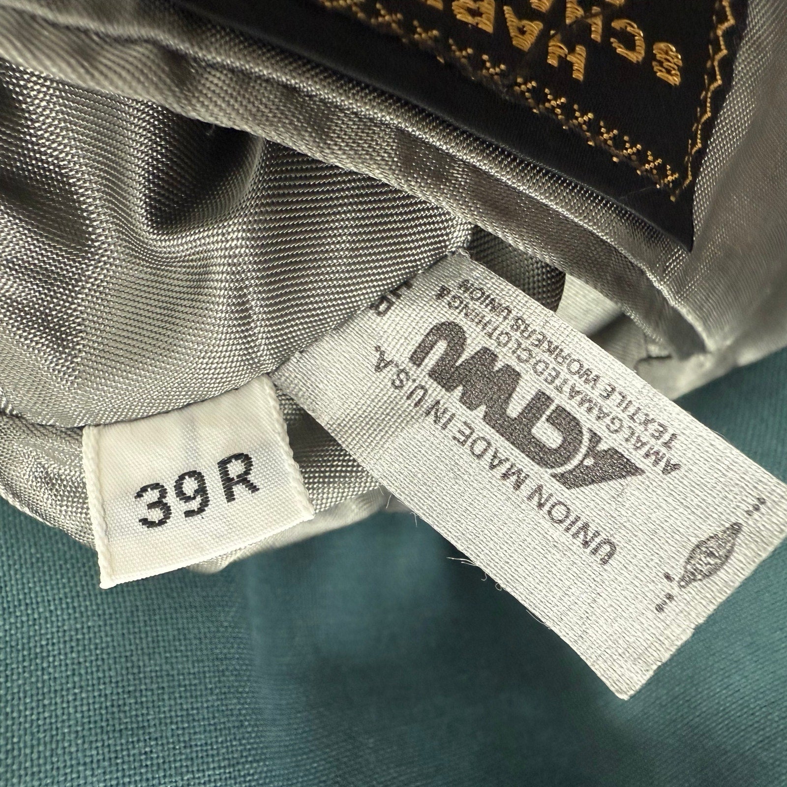 Vintage 80s Men's 39R Teal Blazer Jacket Brass Buttons USA Hart Schaffner Marx