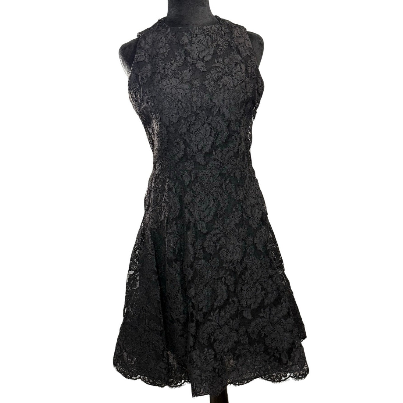 Vintage 90s Geoffrey Beene Women's Small Black Lace Cocktail Dress