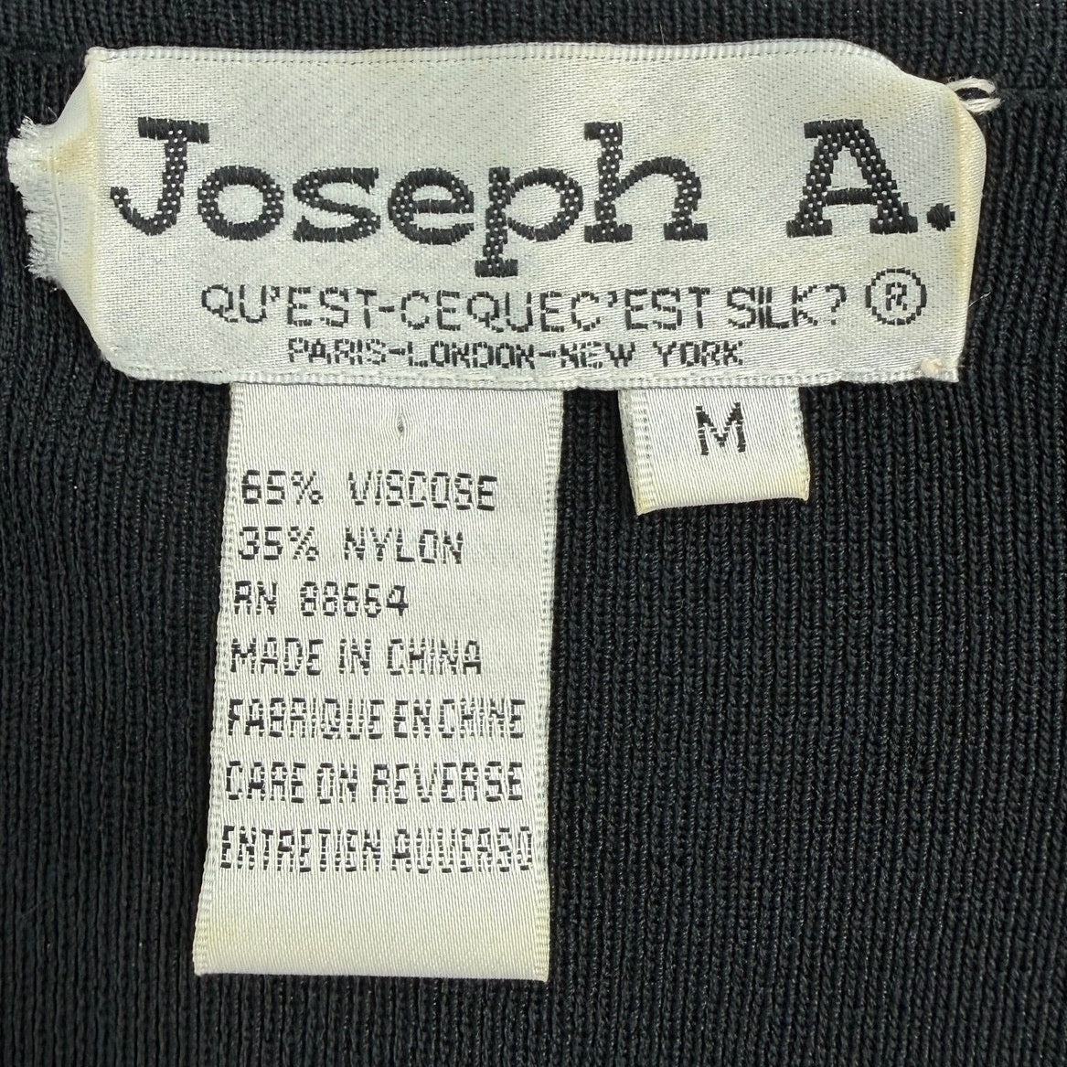 Vintage 90s Joseph A Black Faux Wrap Sweater Top Medium Viscose Nylon