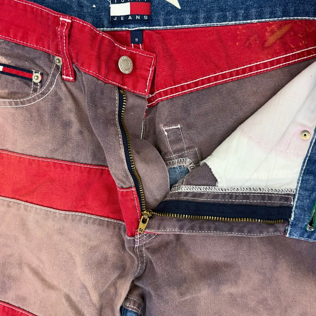 Vintage 90s Tommy Hilfiger Women’s 9 Jeans USA Flag Patchwork