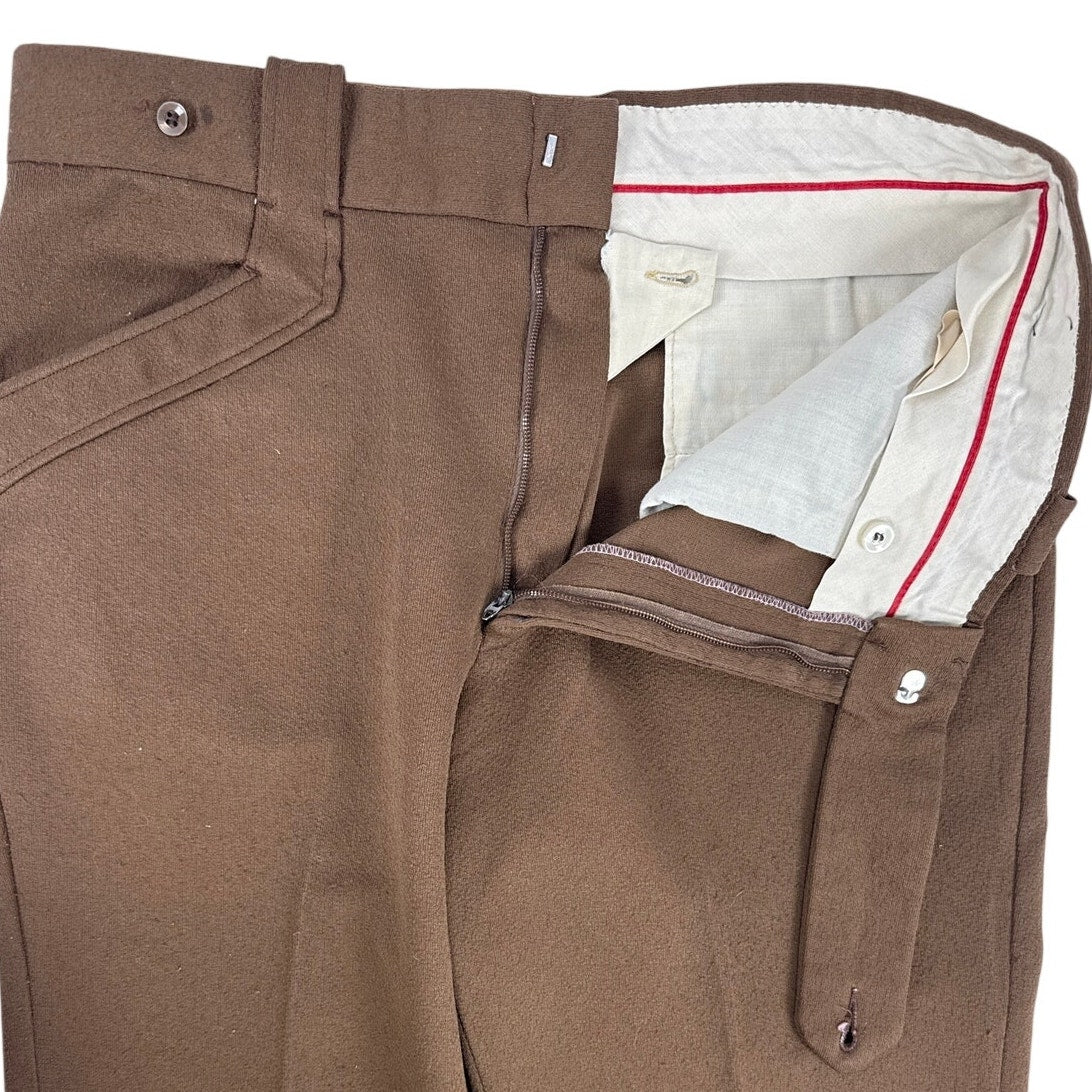 Vintage 70s Brown Polyester Doubleknit Flare Leisure Pants Mens Large 36x31