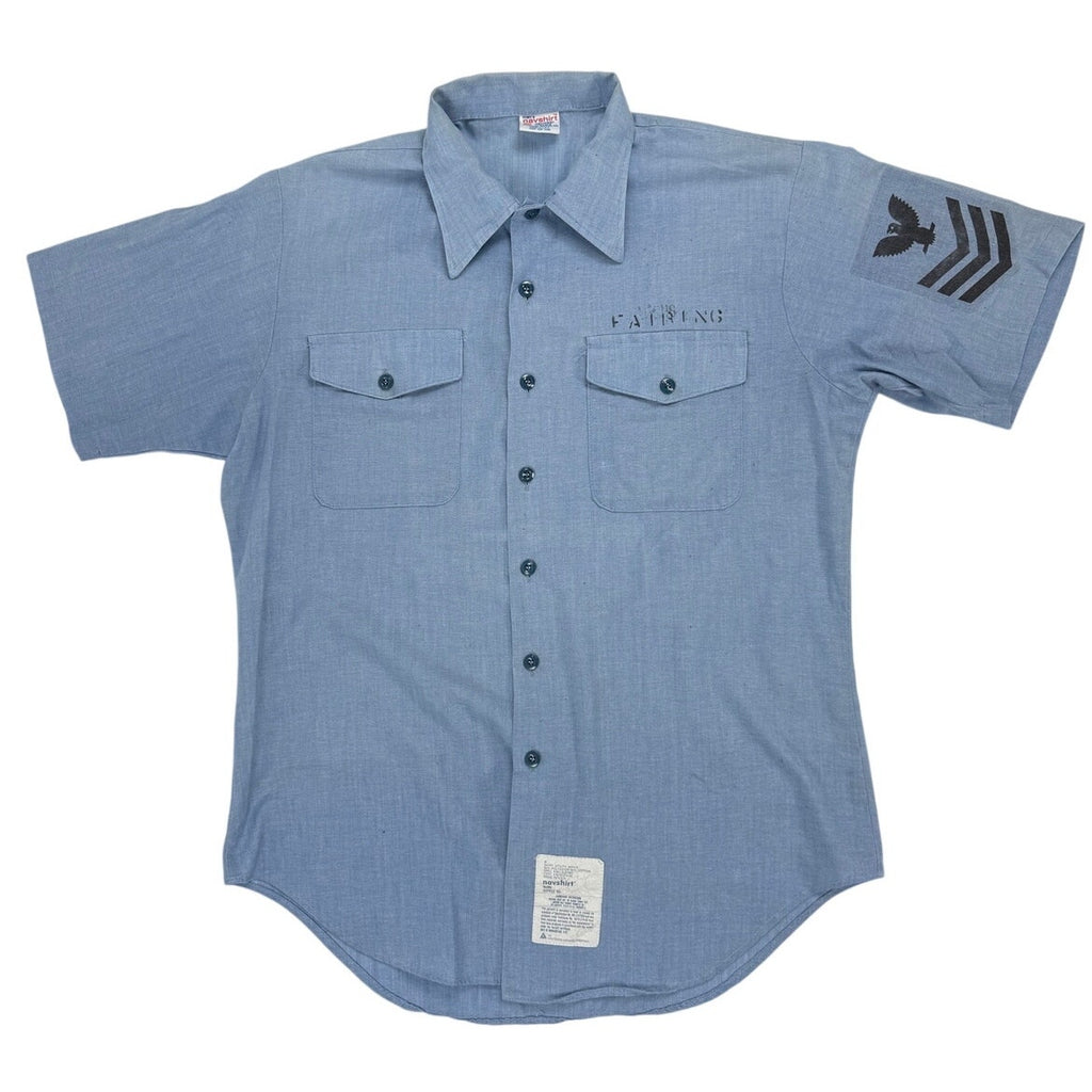 Vintage 80s Navshirt US Navy Utility Work Shirt Mens Medium Long