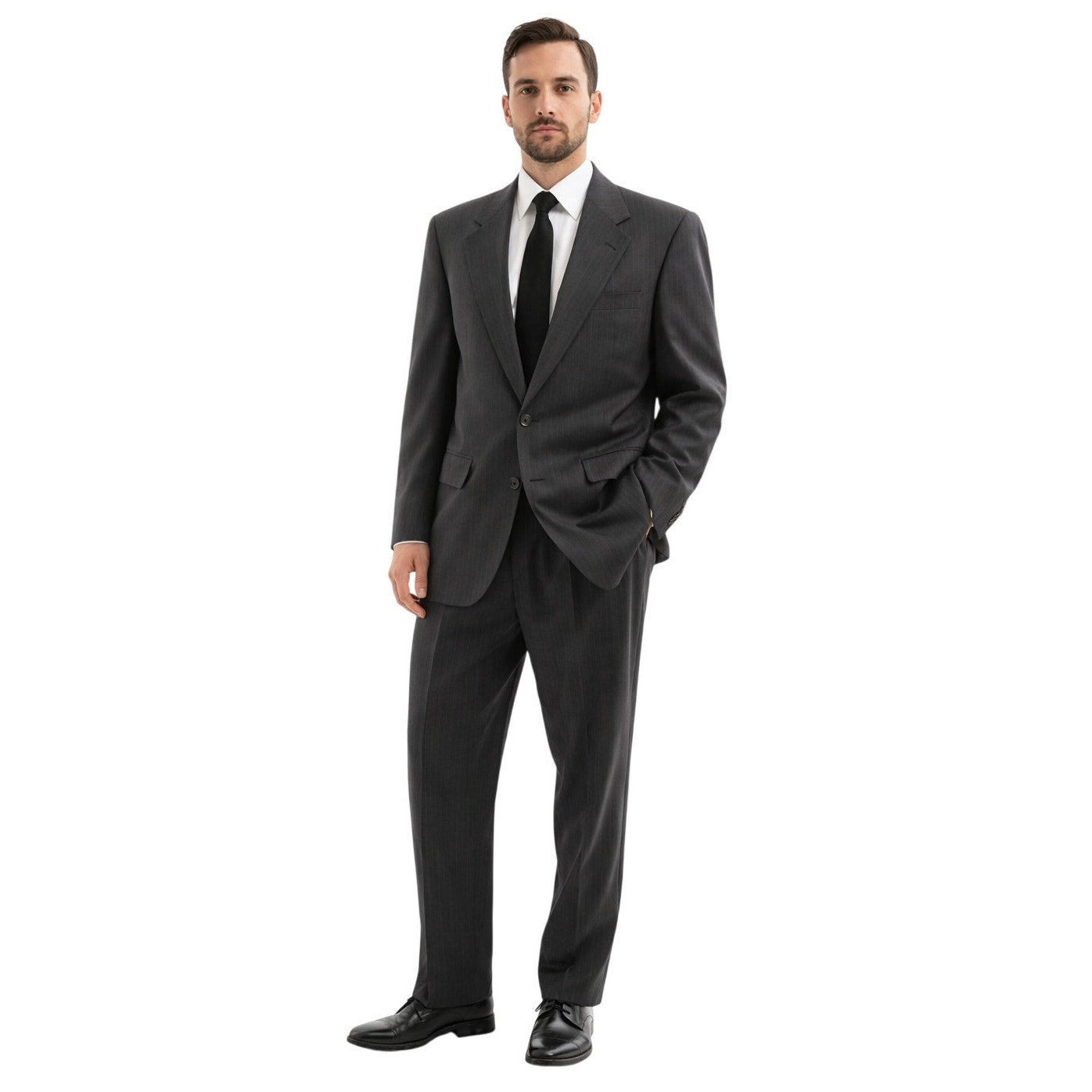 Mens 90s Wool Pinstripe Suit