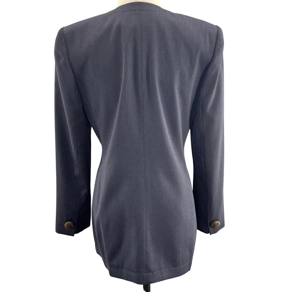 Vintage 90s Karen Scott Petites Women's 4 Purple Gray Blazer Lined Career Jacket