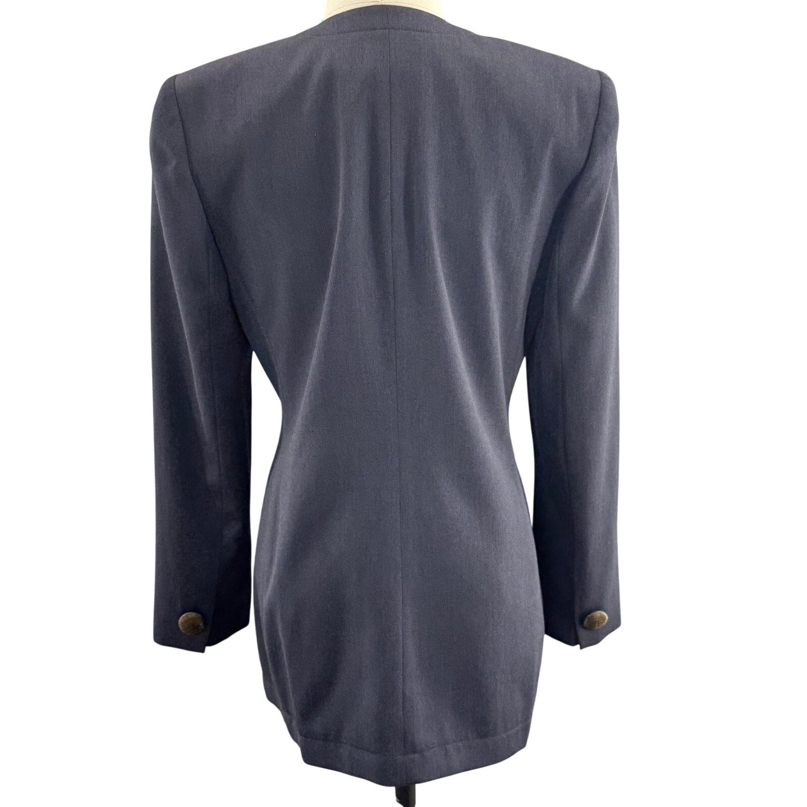 Vintage 90s Karen Scott Petites Women's 4 Purple Gray Blazer Lined Career Jacket