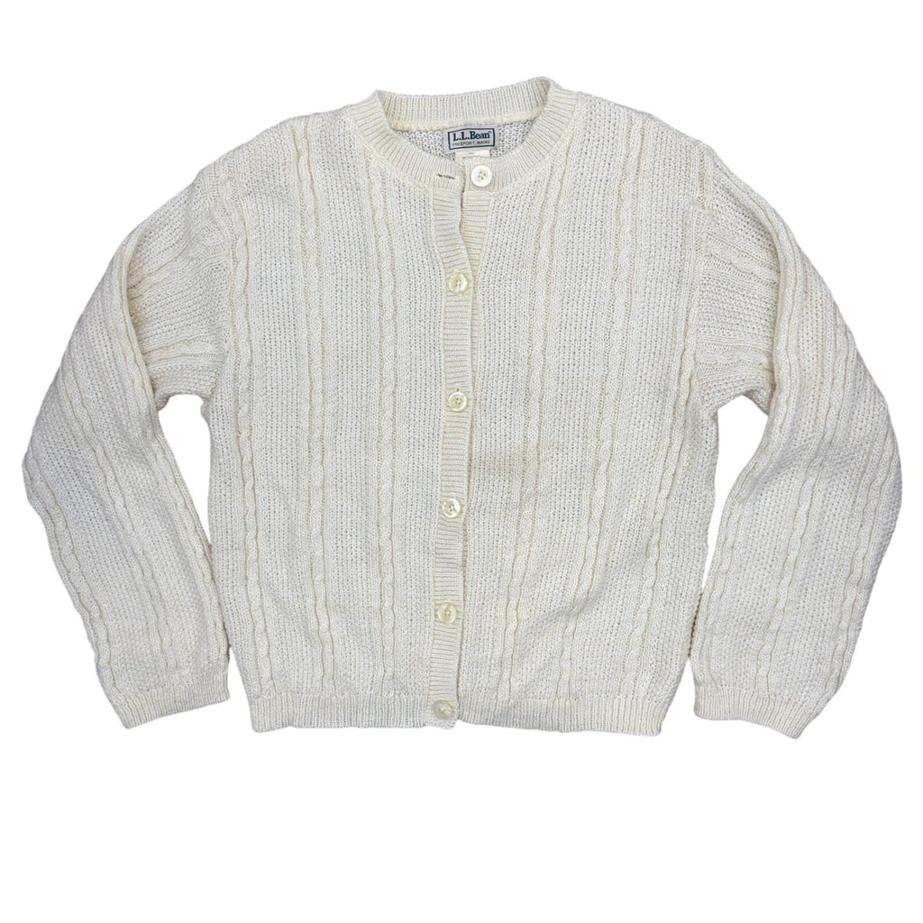 Vintage 90s L.L. Bean Mohair Blend Cardigan Sweater Women's Large Cream Ivory