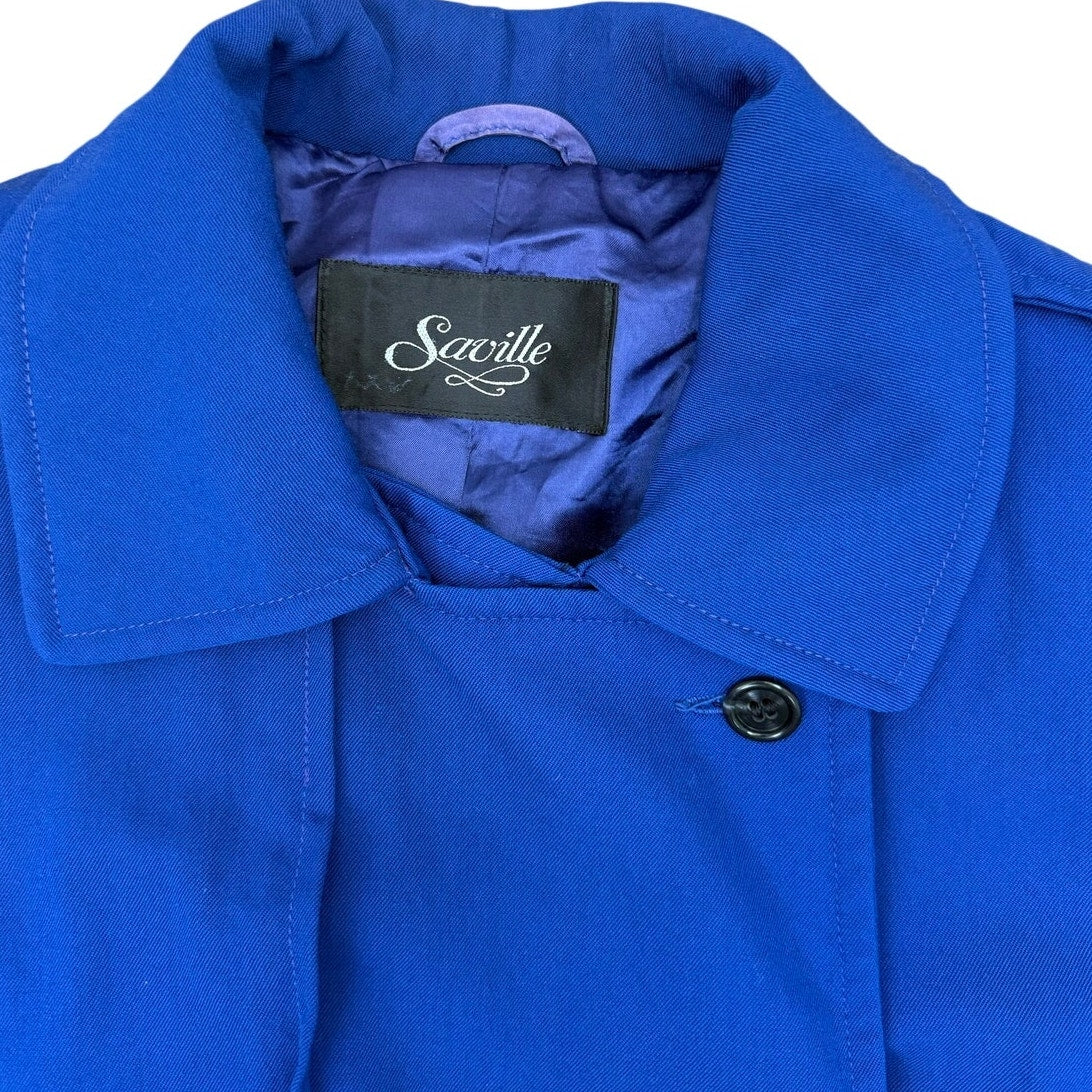 Vintage Saville Royal Blue 100% Wool Belted Trench Coat Women's S/M