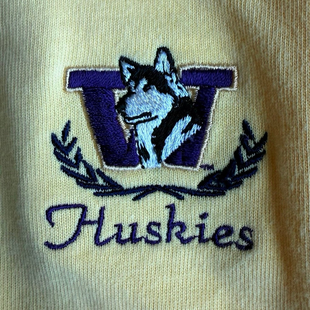 Vintage 90s WA Huskies Polo Shirt Men's XXL pale Yellow 100% Cotton Cutter Buck