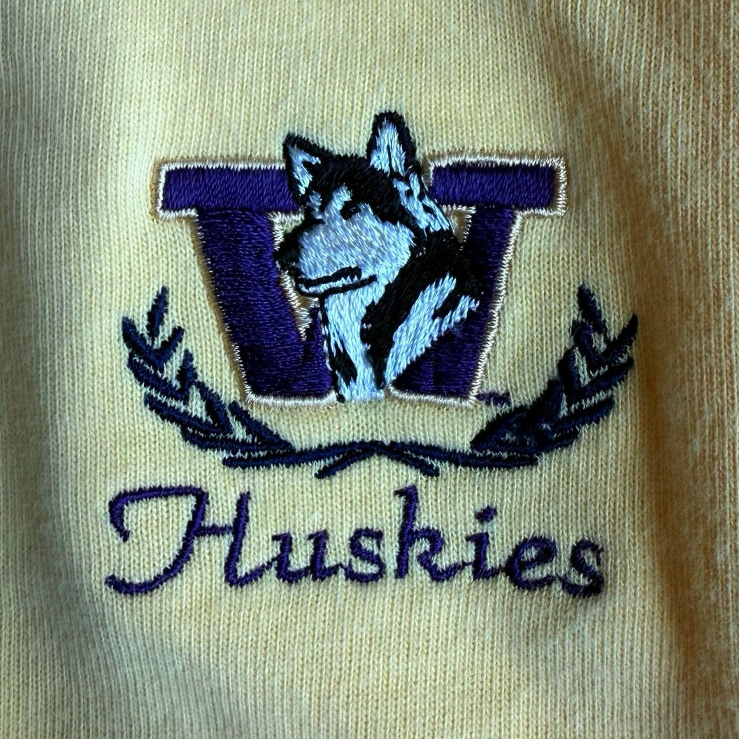 Vintage 90s WA Huskies Polo Shirt Men's XXL pale Yellow 100% Cotton Cutter Buck