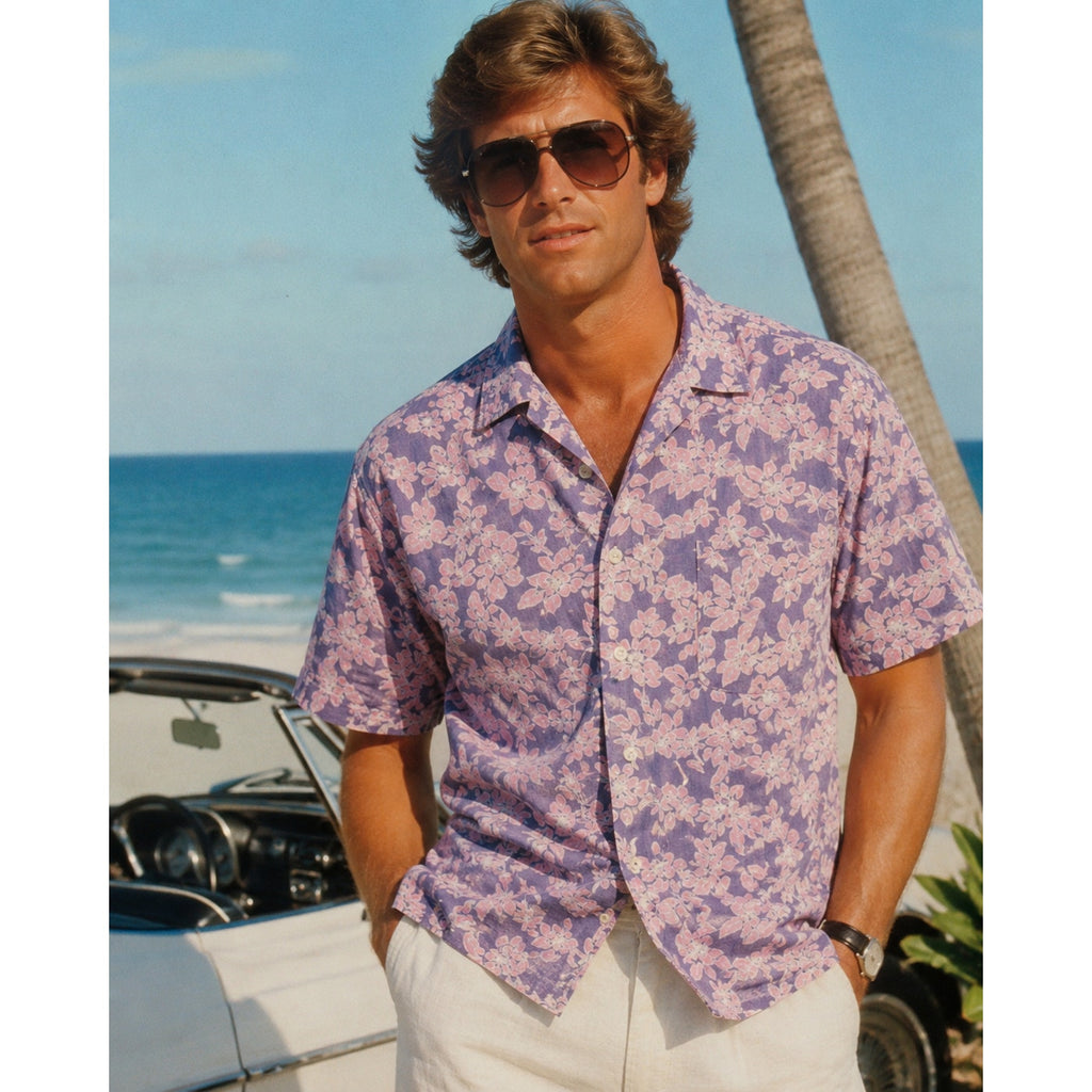 Vintage 80s Cooke Street Hawaiian Reverse Print Floral Camp Shirt XL