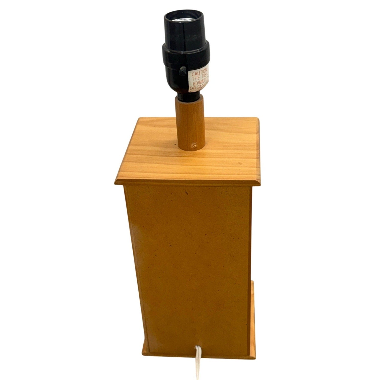 Vintage 80s Wood Lamp Quartz Clock Drawers Honey Tone Nightstand Light