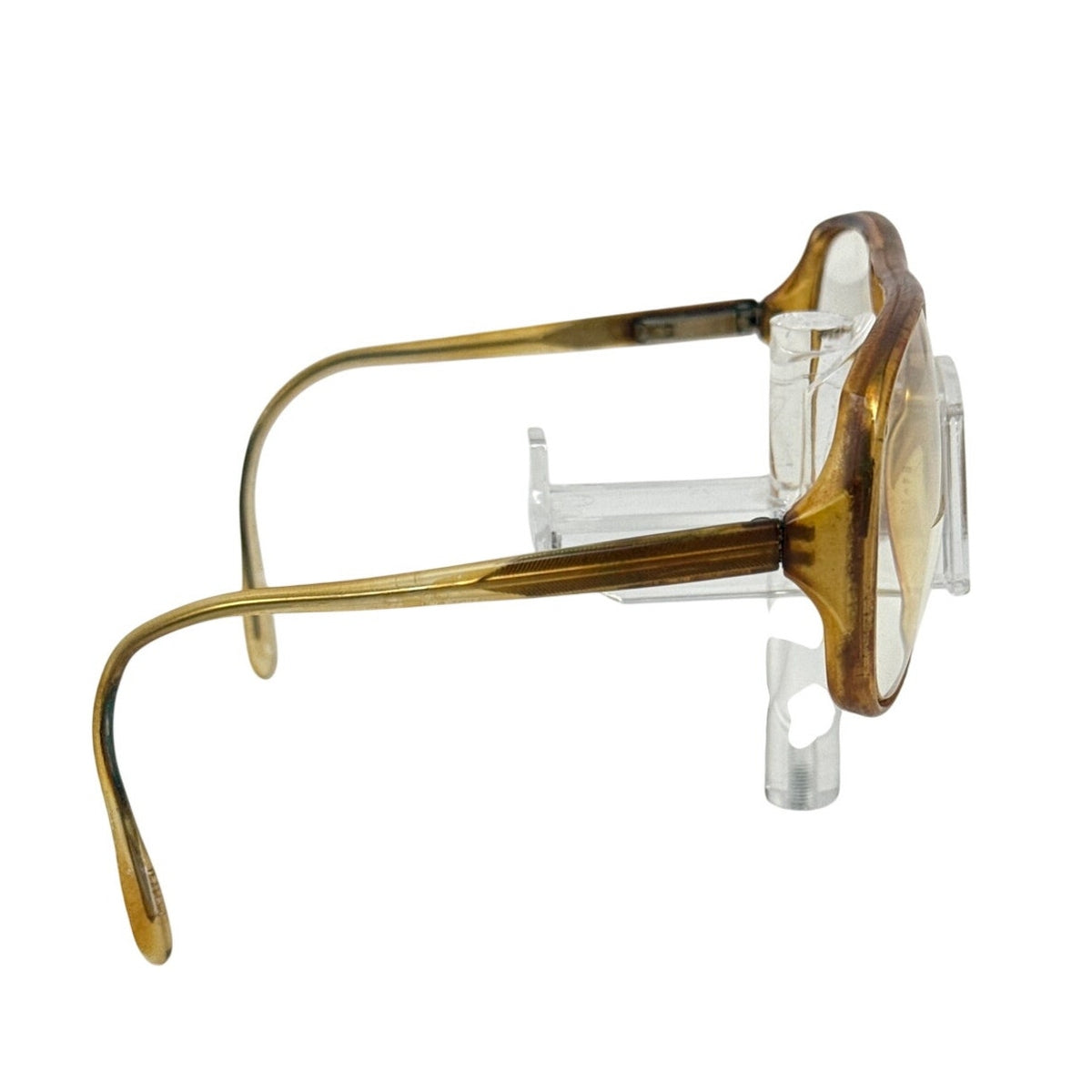 Vintage 70s 80s Amber Brown Double Bridge Aviator Eyeglass Frames Unisex