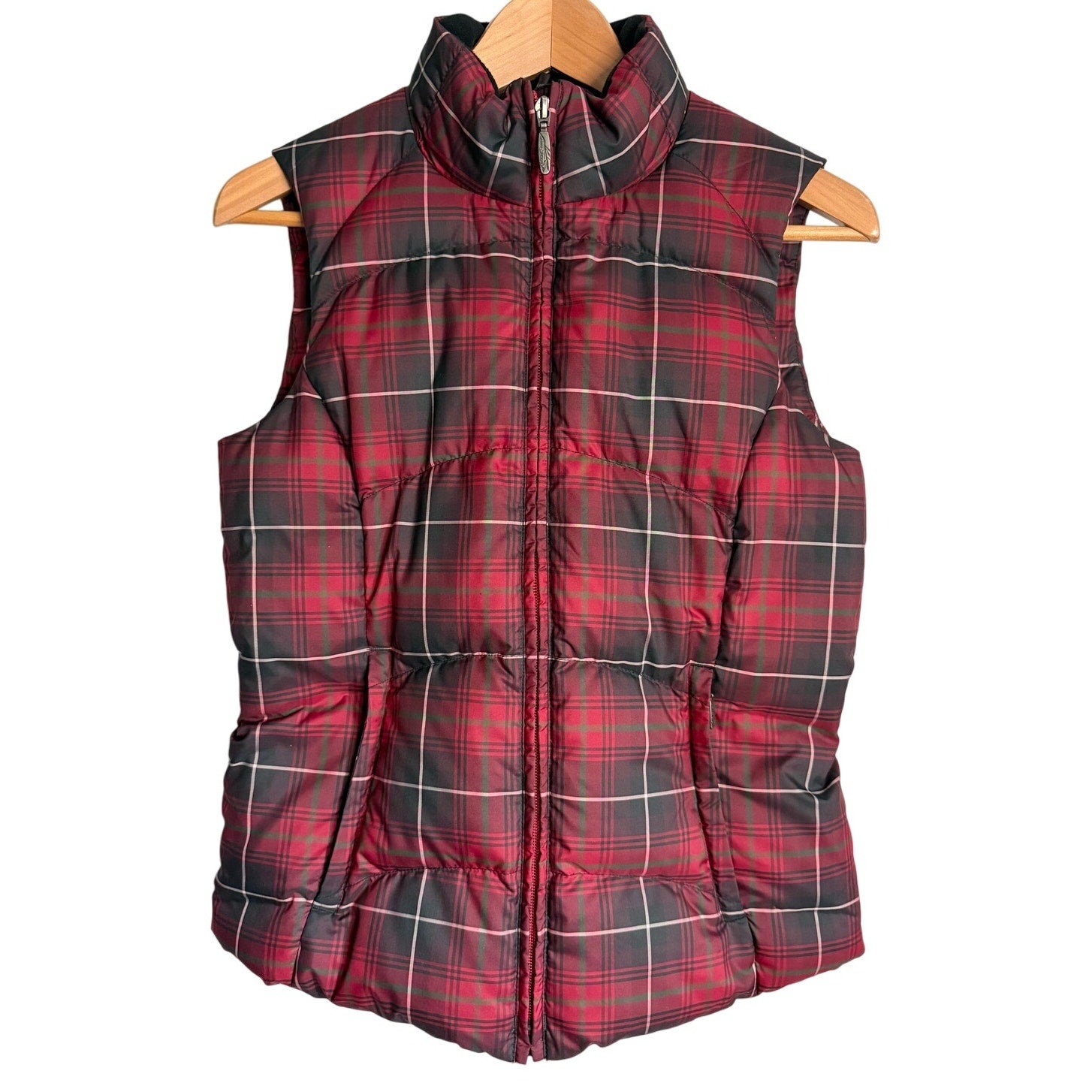 Vintage 90s Eddie Bauer Women’s XS Petite Red Plaid Goose Down Puffer Vest