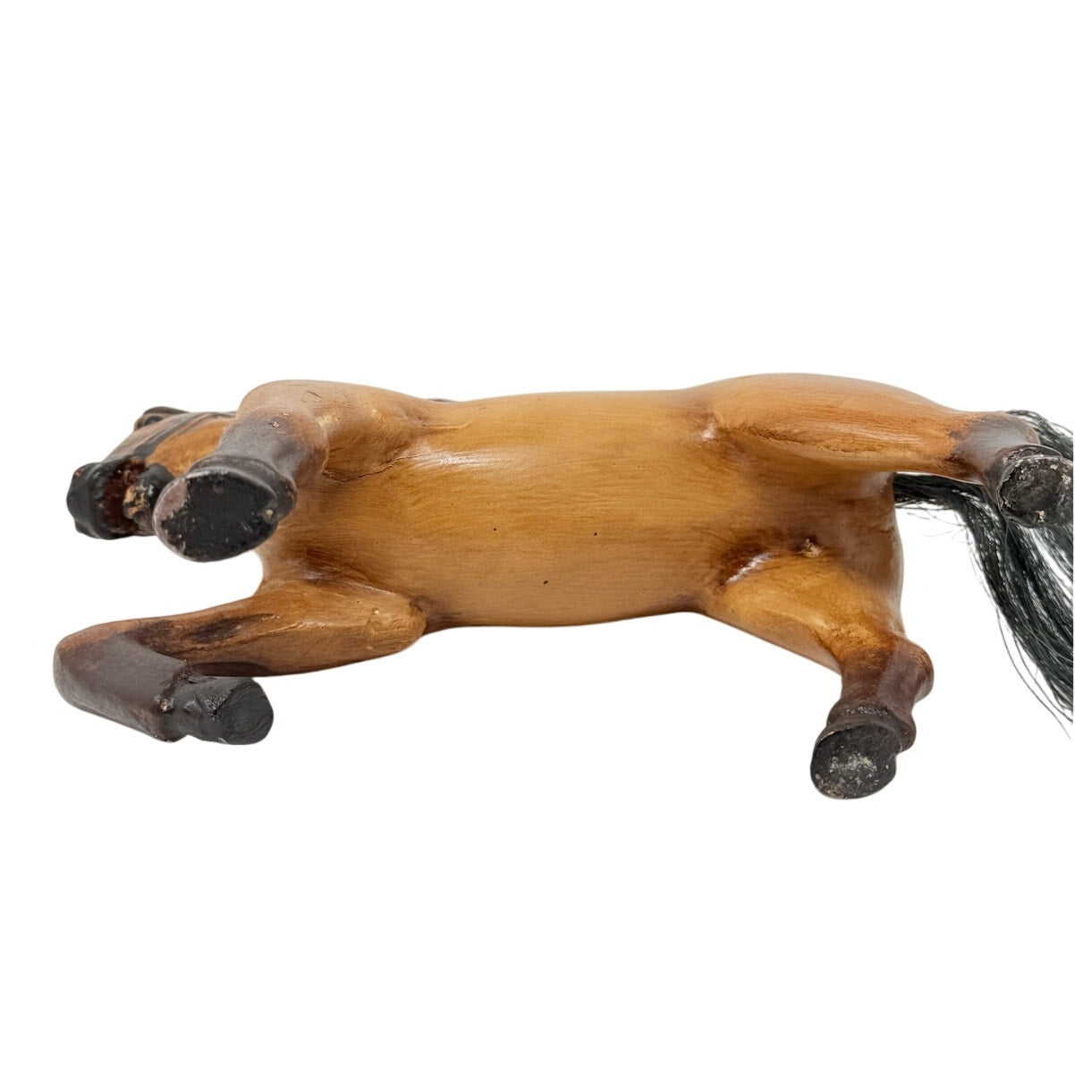 Vintage 70s Hand Carved Wood Horse Figurine Equestrian Decor