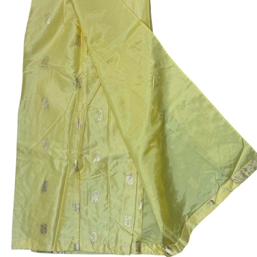 Vintage 70s Crest Room M&F Yellow Metallic Paisley Maxi Dress 34 Bust