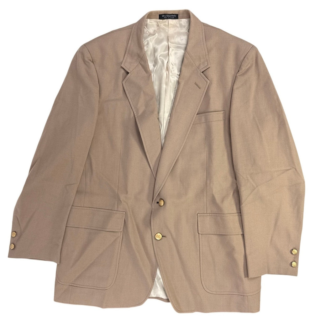 Vintage 90s Stafford Men’s Tan Wool Blend Gold Button Blazer 46L