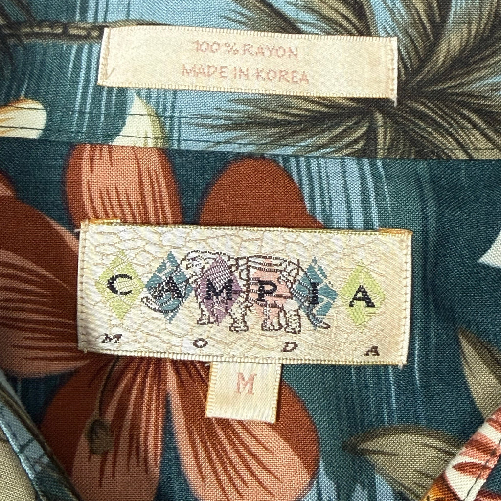 Vintage 80s Men's Medium Hawaiian Shirt Button Down Campia Rayon Pineapple