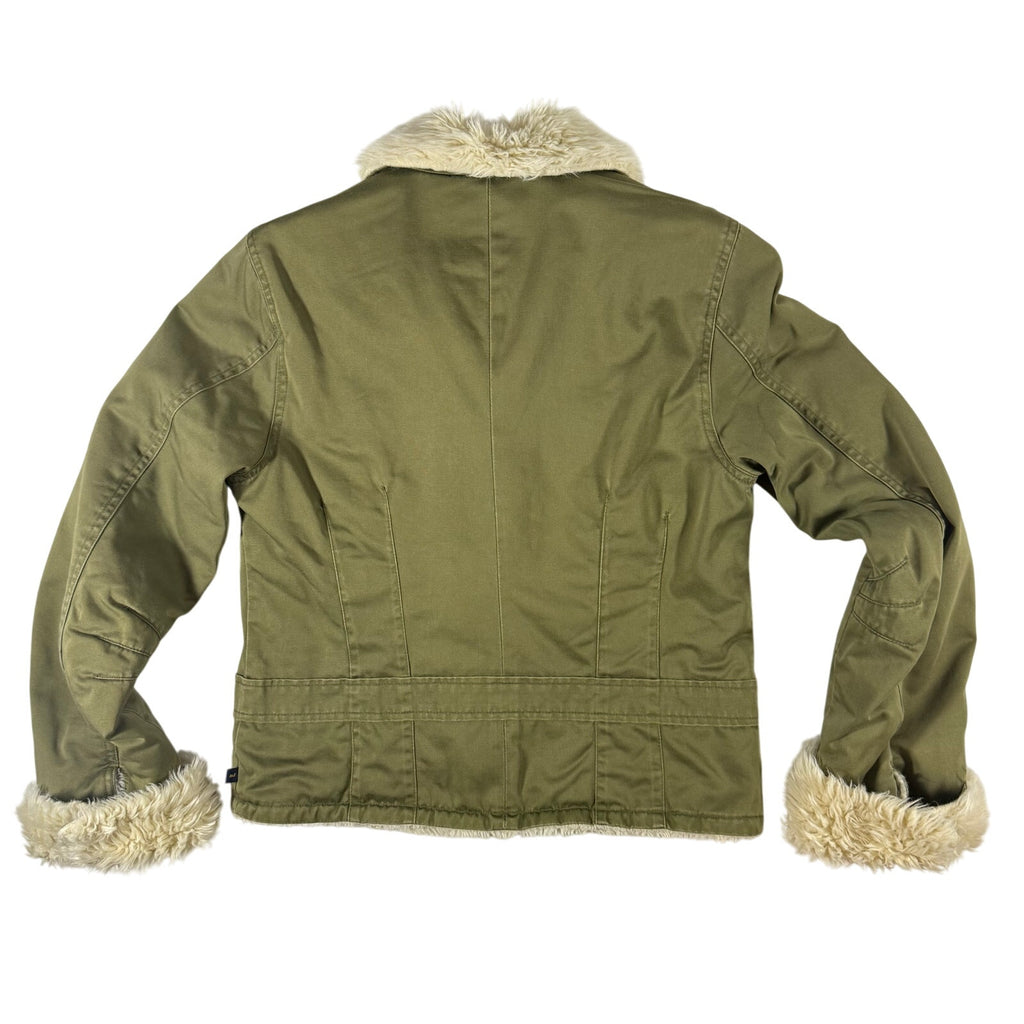 Vintages 2000s Women's Medium Abercrombie & Fitch Green Sherpa Lined Jacket