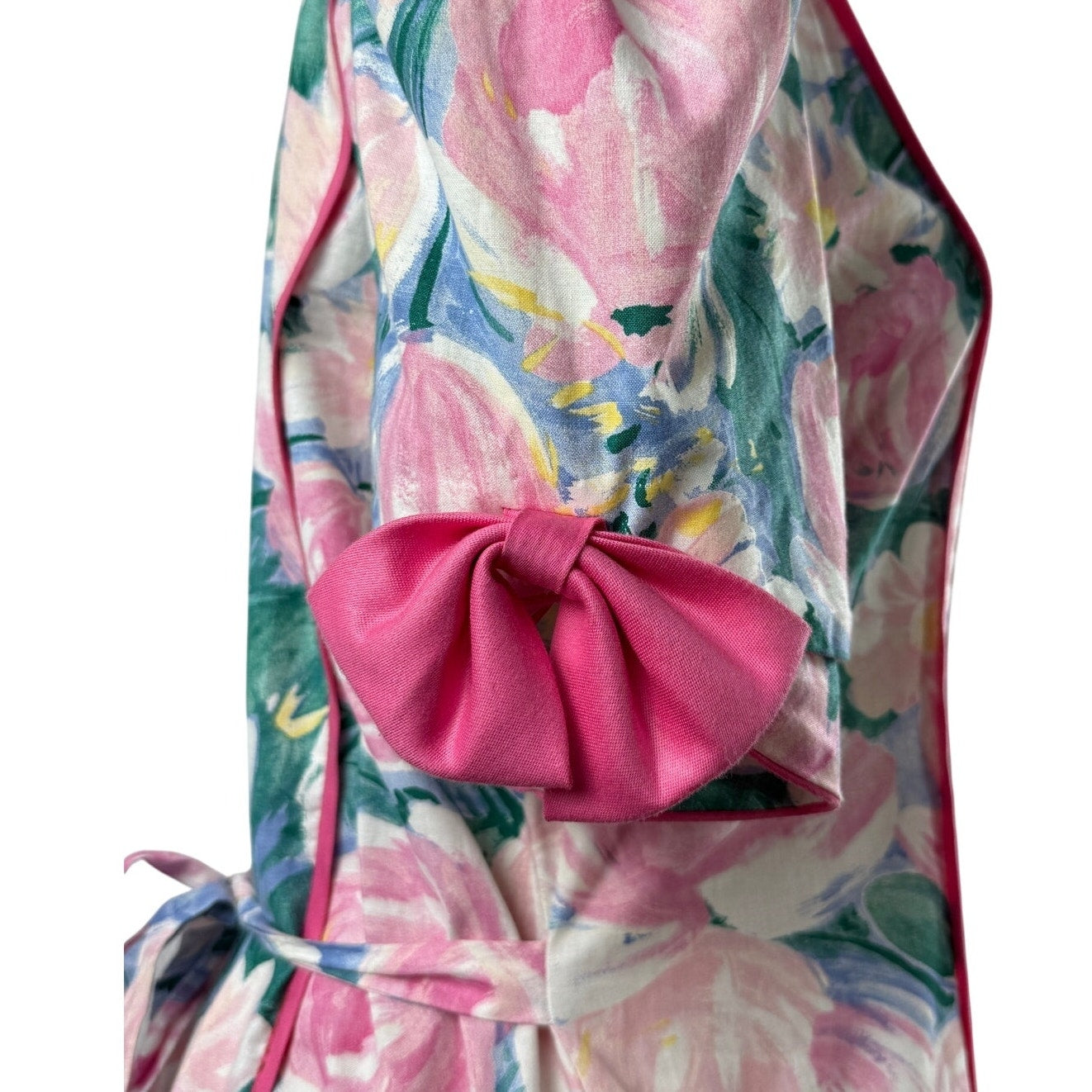Vintage 1980s Lisa II Floral Cotton Midi Dress Size 14 Union Made USA