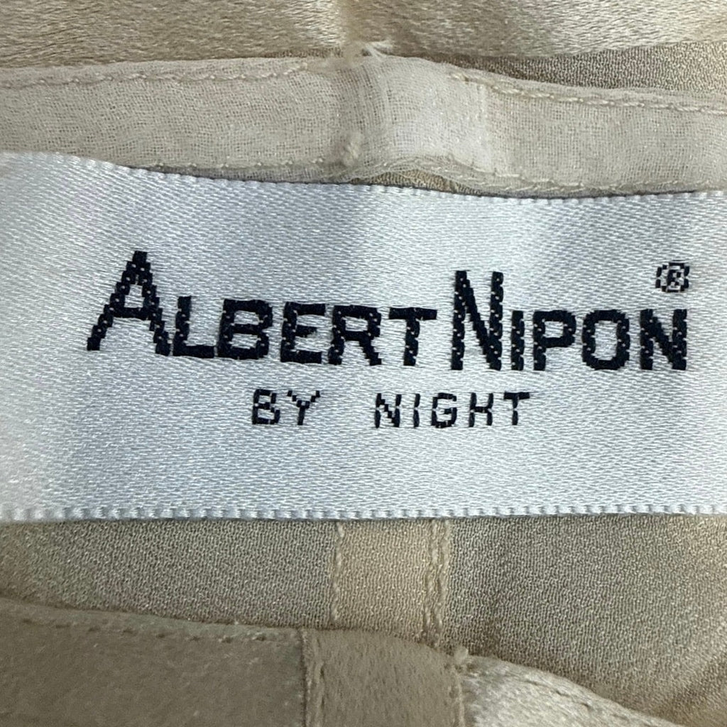 Vintage 90s Women's Small Albert Nipon by Night Ivory Silk Midi Dress Belt