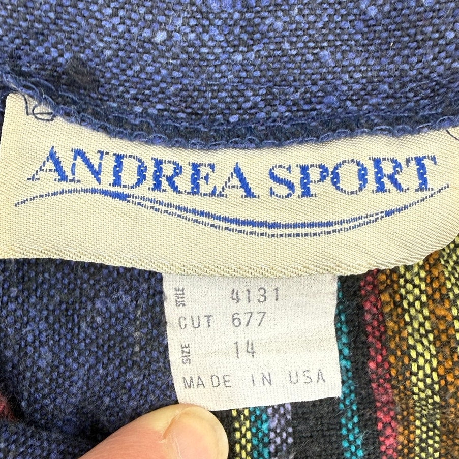 Vintage 90s Andrea Sport Guatemalan Stripe Pleated Midi Skirt 30W USA