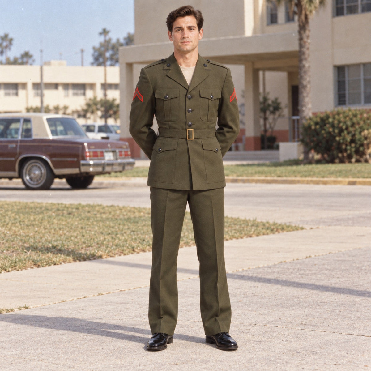 Vintage 80s USMC Olive Green Wool Service Alpha Uniform Suit Men’s 38