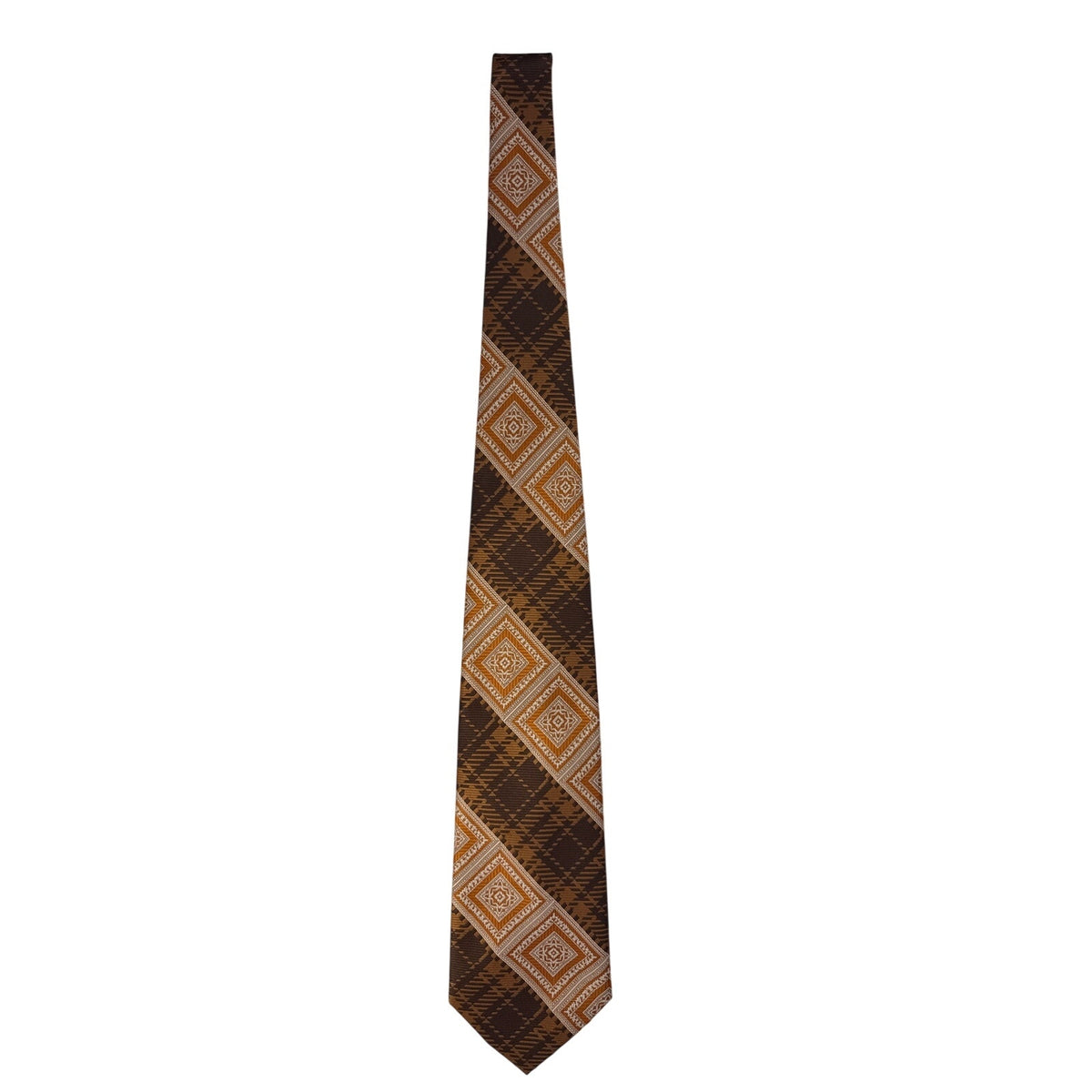 Vintage 70s Exclusive Fashion Brown Rust Geometric Wide Tie 4.5” x 54”