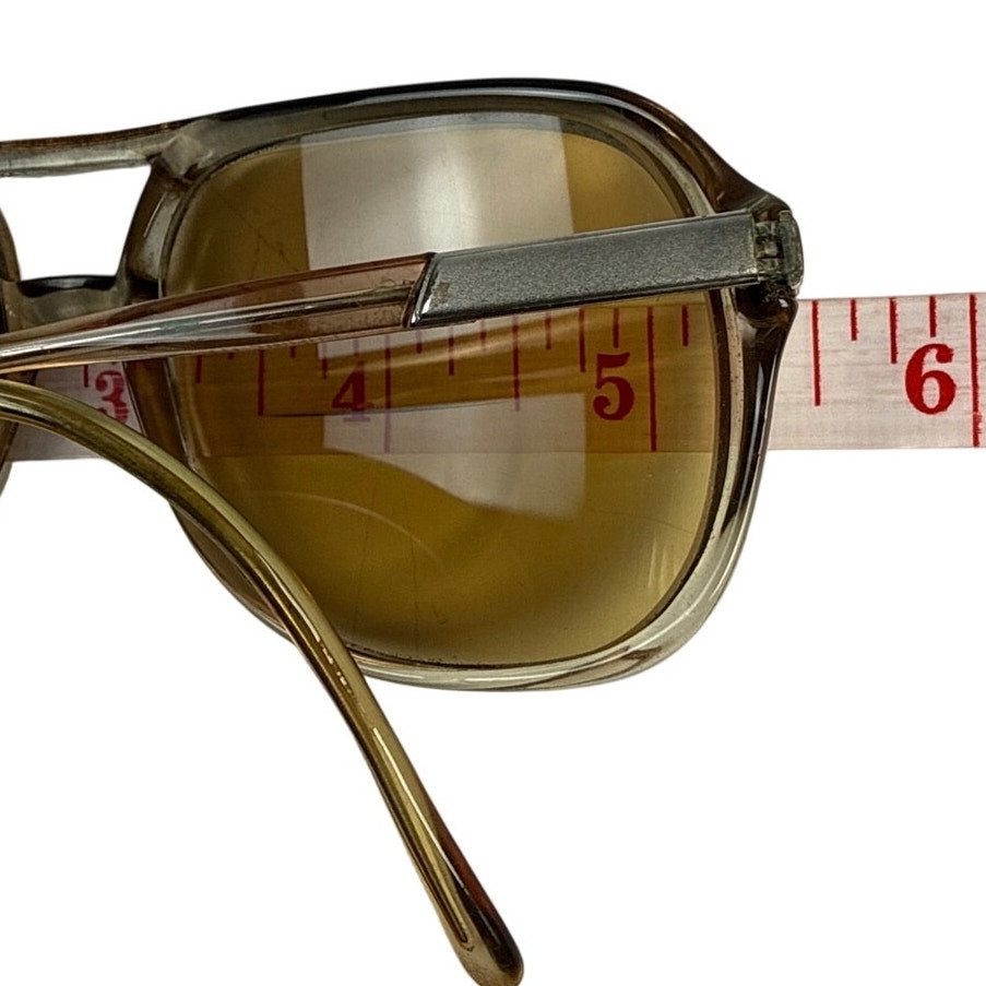 Vintage 70s Vien Brown Gold Aviator Sunglasses Italy 5.5”
