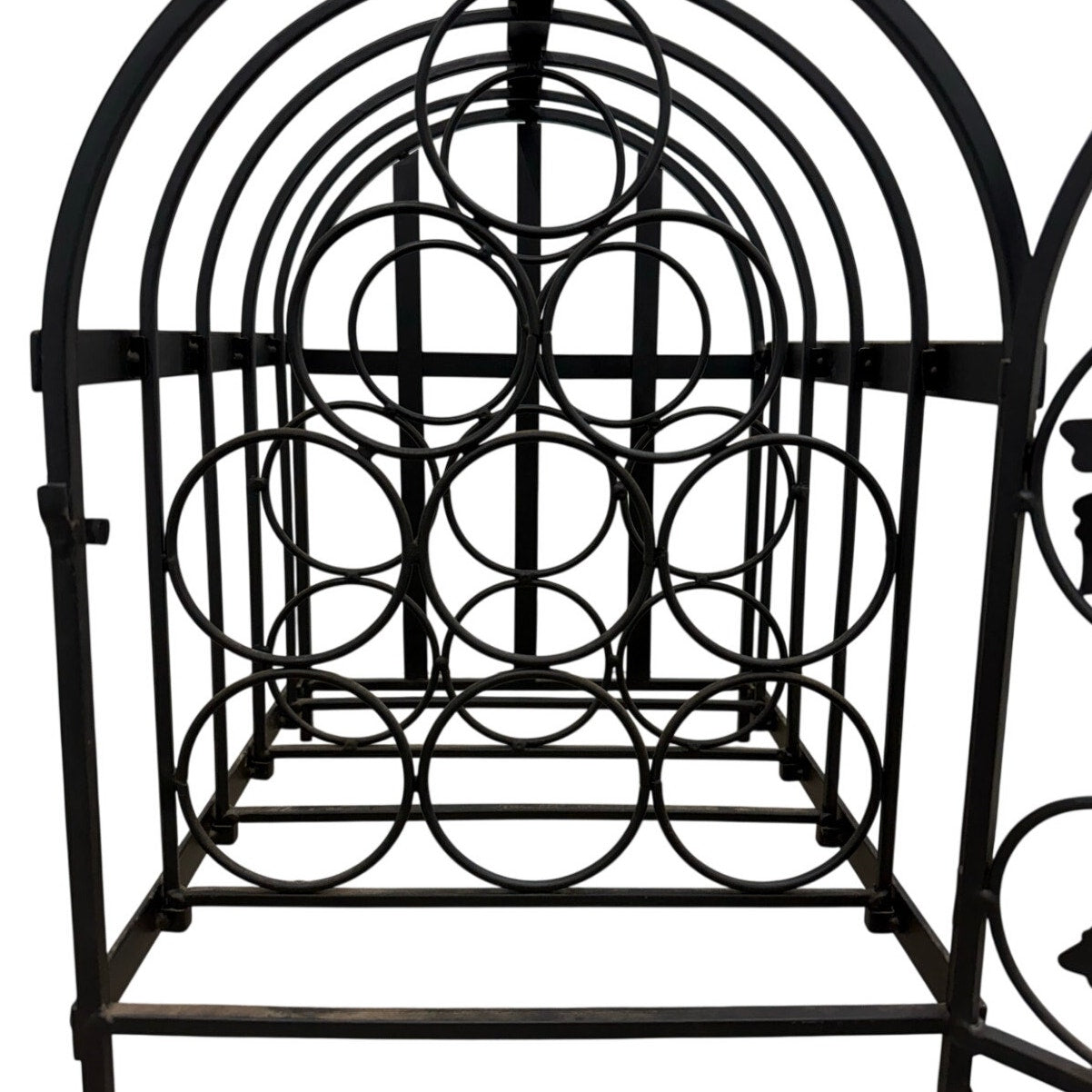 Vintage 90s Black Metal Ivy Wine Rack 9 Bottle Tabletop Display
