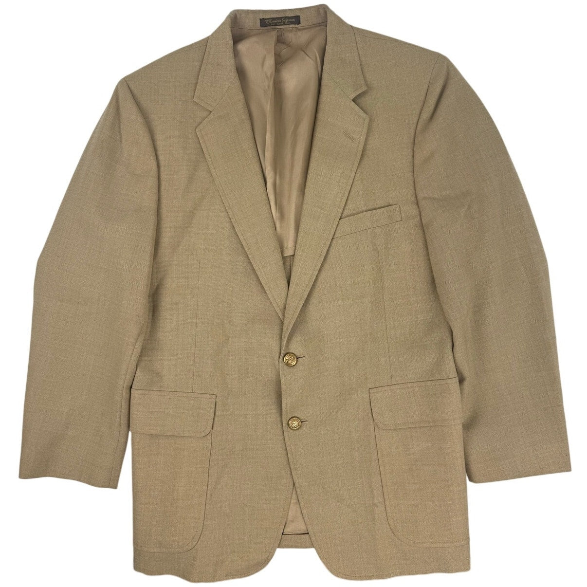 Vintage 1970s Carolcrest Men's Tan Blazer Gold Heraldic Buttons 42