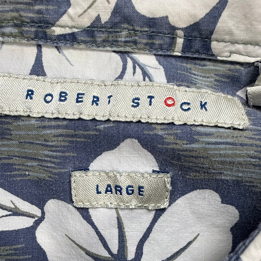 Y2K Robert Stock Blue Floral Cotton Hawaiian Shirt Men’s Large