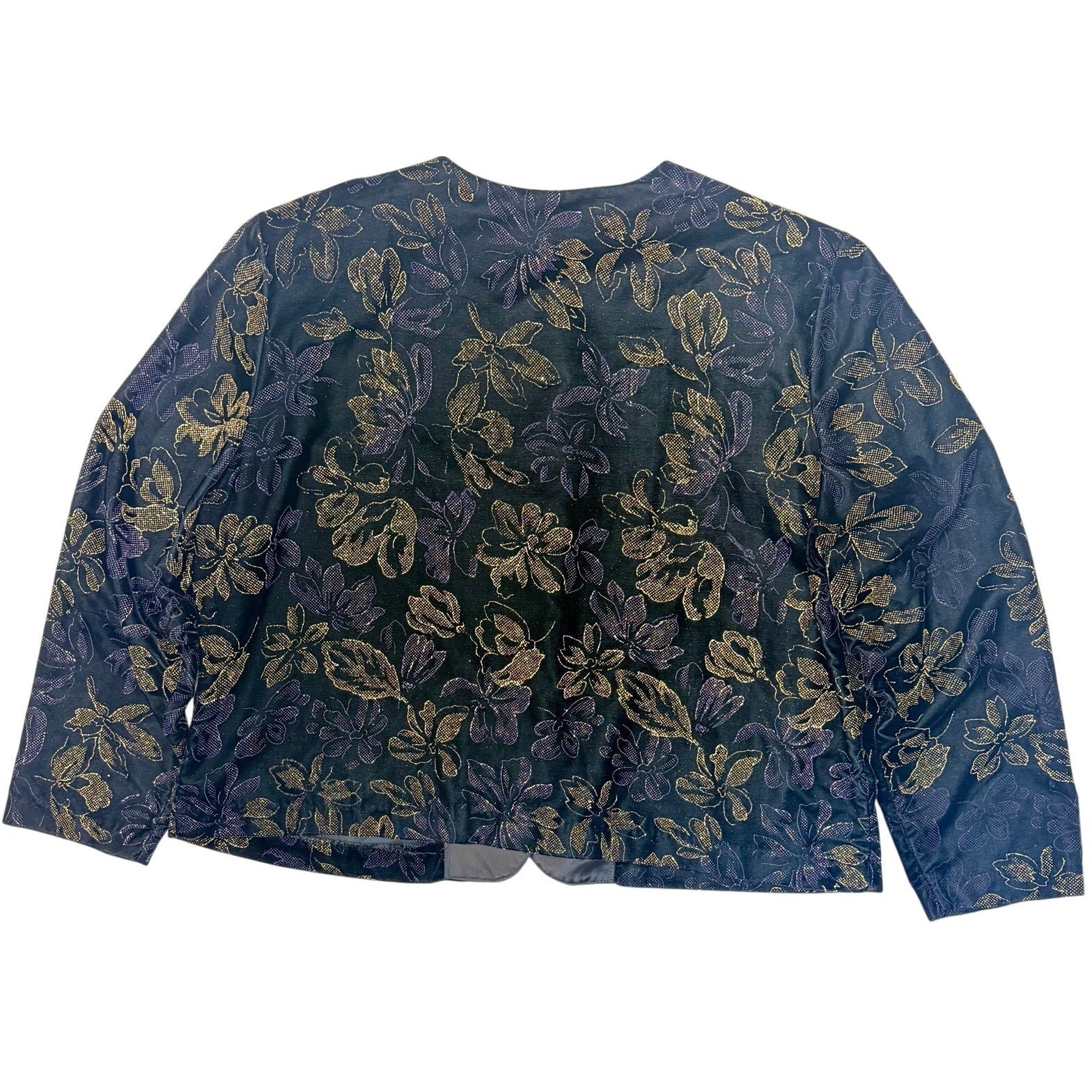 Maggie McNaughton Black Velvet Floral Glitter Jacket Women's 24 USA