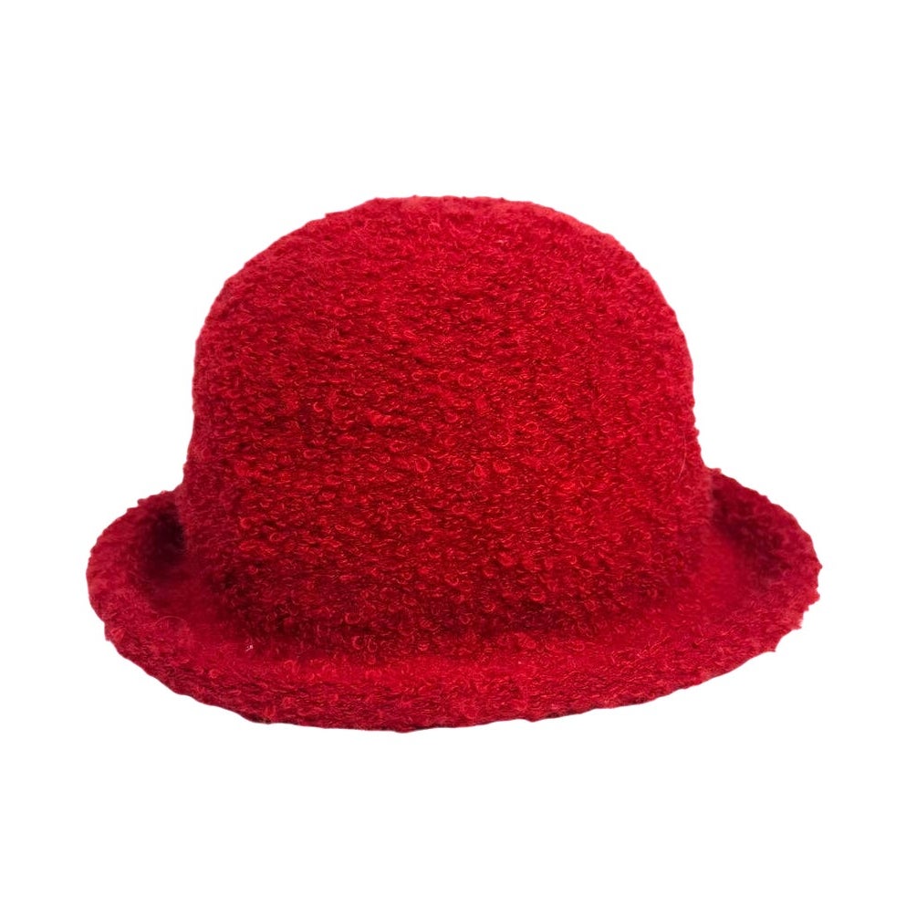 Vintage 90s Liz Claiborne Red Rolled Brim Cloche Hat